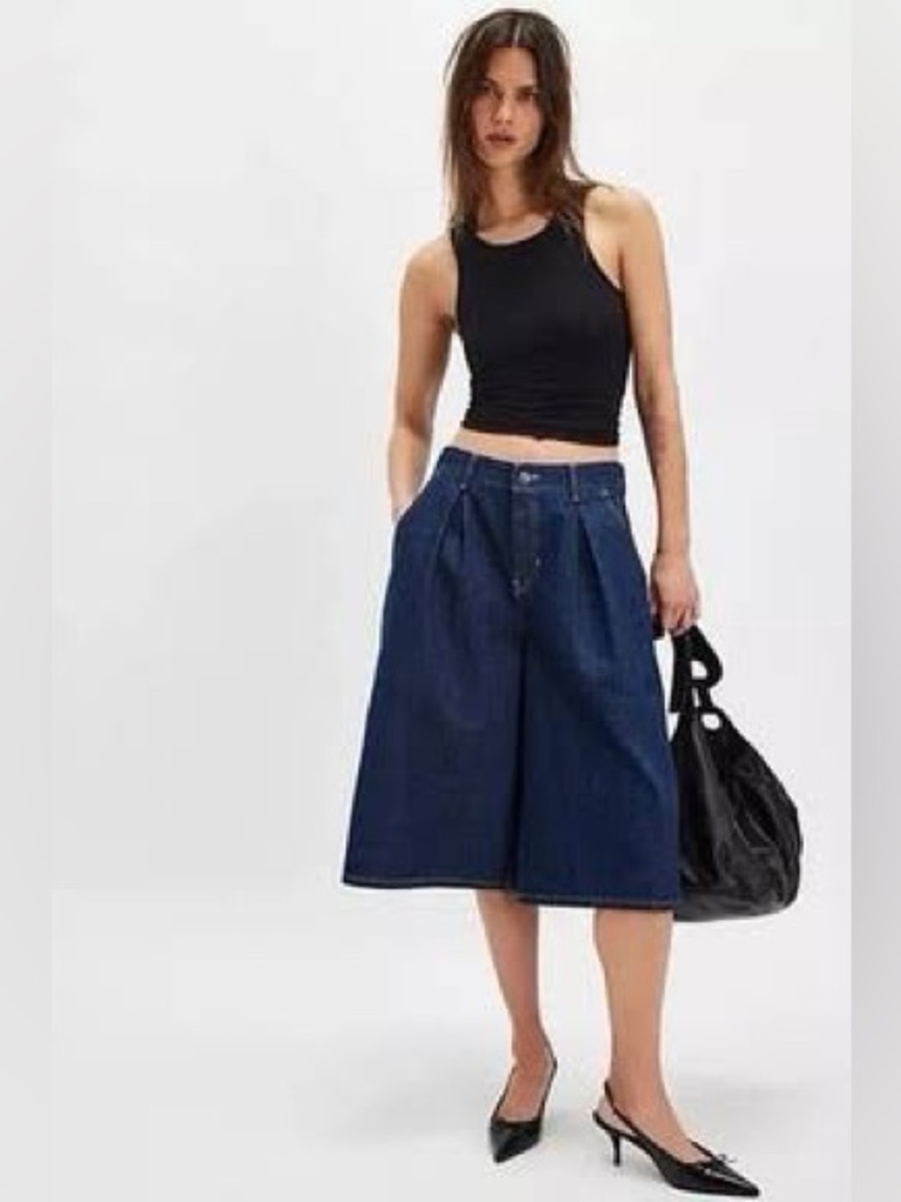 Free People Crvy Antonia Dark Blue Culottes